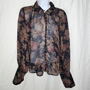 90s retro boho whimsigoth witchy Bishop sleeve chiffon blouse